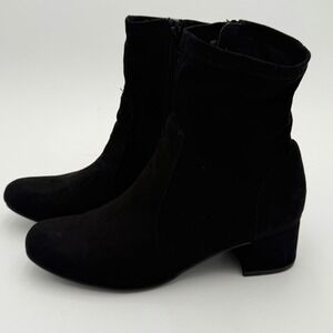 Naturalizer Daley Black Faux Suede Block Heel Ankle Boots Women's Size 8M